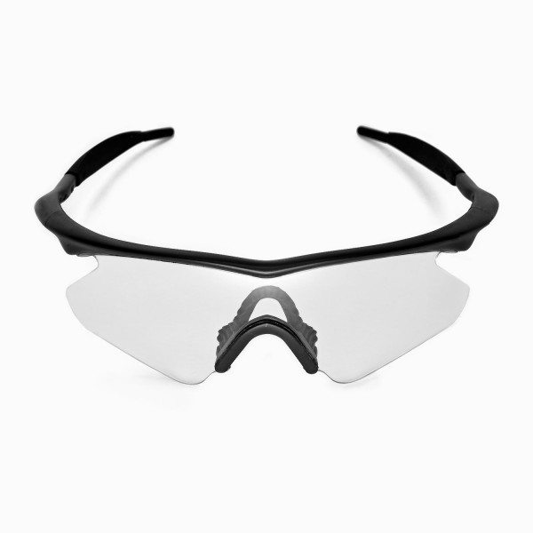 Walleva Clear Replacement Lenses With Black Nosepad for Oakley M Frame